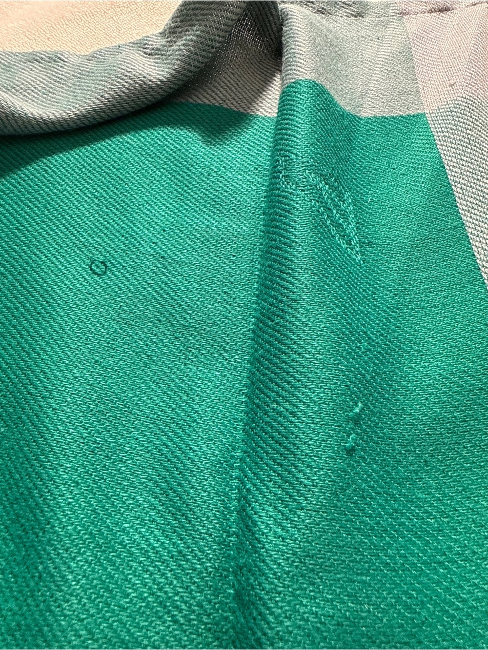 Vintage FRETTE per Alitalia First Class Blanket GreenGray Colorblock Collectable